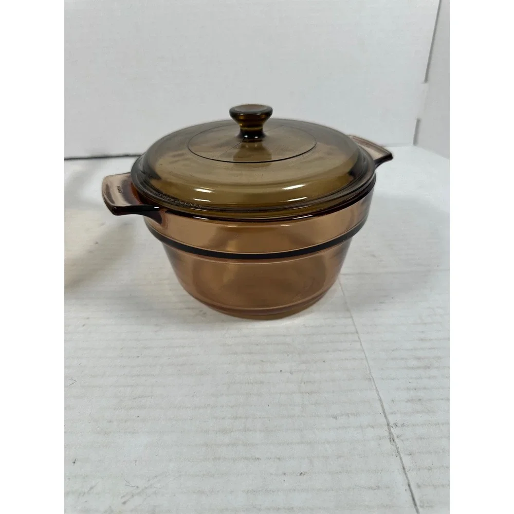 Visions by‎ Corning Amber Glass Double Boiler Set V-1.5-B 1.5L France 3 Piece